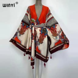 WINYI 2021 America Summer Women Cardigan stitch robe Cocktail sexcy Boho Maxi African Holiday Batwing Sleeve cotton feeling Robe