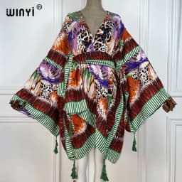 WINYI 2021 America Summer Women Cardigan stitch robe Cocktail sexcy Boho Maxi African Holiday Batwing Sleeve cotton feeling Robe