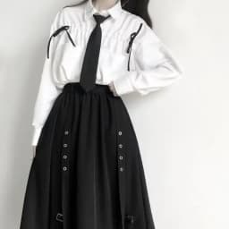 2026 Spring/Autumn Women Skirts High Waist Student Korean Style Dark Vintage Ruffle Long A-line Skirts Woman Fashion