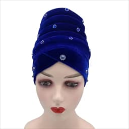 2022 Lastest Beading Turban Bonnet for Women Soft Velvet Hijab Turbans Muslim Head Wraps Islamic Headwear Turbante Mujer