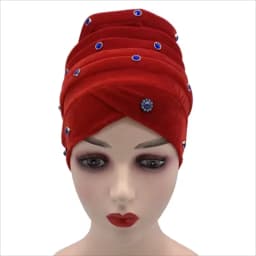 2022 Lastest Beading Turban Bonnet for Women Soft Velvet Hijab Turbans Muslim Head Wraps Islamic Headwear Turbante Mujer