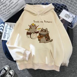 2020 Funny The Cat Hoodie Women Fashion Kawaii Korean Harajuku Sweatshirt Female 90s Cartoon Clothes Female Hood Oversized Girls