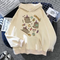 2020 Funny The Cat Hoodie Women Fashion Kawaii Korean Harajuku Sweatshirt Female 90s Cartoon Clothes Female Hood Oversized Girls