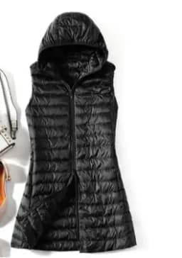 4XL Autumn Winter Women Ultra Light White Duck Down Vest Jacket Long Hooded Down Waistcoat Coat Ladies Slim Warm Puffer Parkas