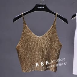 Sparkling Sequins Half Waist Render Knitwear Hollow-out Is Sexy Waist Condole Top Cropped Sexy Streetwear Woman Tops Summer