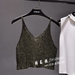 Sparkling Sequins Half Waist Render Knitwear Hollow-out Is Sexy Waist Condole Top Cropped Sexy Streetwear Woman Tops Summer