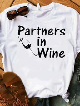 Women T Shirt Partners In Wine Glassess Print Best Friends Tee Shirt Short Sleeve O Neck Loose Women Tshirt Tops Camisetas Mujer