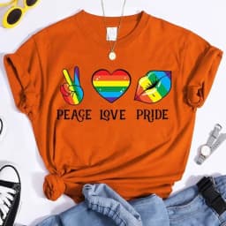 Peace Love Pride Colorful Print Women T Shirt Short Sleeve O Neck Loose Women Tshirt Ladies Tee Shirt Tops Camisetas Mujer