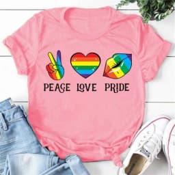 Peace Love Pride Colorful Print Women T Shirt Short Sleeve O Neck Loose Women Tshirt Ladies Tee Shirt Tops Camisetas Mujer