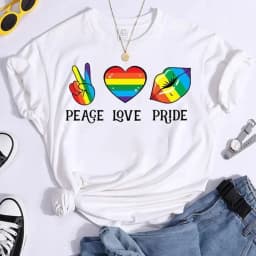 Peace Love Pride Colorful Print Women T Shirt Short Sleeve O Neck Loose Women Tshirt Ladies Tee Shirt Tops Camisetas Mujer