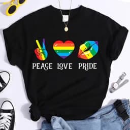 Peace Love Pride Colorful Print Women T Shirt Short Sleeve O Neck Loose Women Tshirt Ladies Tee Shirt Tops Camisetas Mujer
