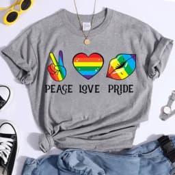 Peace Love Pride Colorful Print Women T Shirt Short Sleeve O Neck Loose Women Tshirt Ladies Tee Shirt Tops Camisetas Mujer
