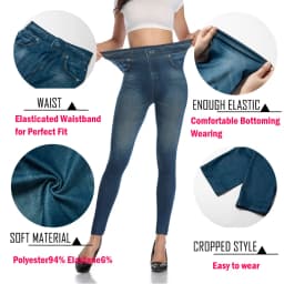 High Waist Faux Denim Print Leggings Women Sexy Skinny Pencil Pants Tummy Control Seam-free Shapewear Trousers No Pocket