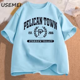 Pelican Town T-Shirt Stardew Valley Tee Women Print T Shirt Top Women Aesthetic Clothing T-shirts Cotton Short Sleeve Female Tee