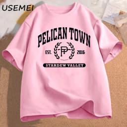 Pelican Town T-Shirt Stardew Valley Tee Women Print T Shirt Top Women Aesthetic Clothing T-shirts Cotton Short Sleeve Female Tee