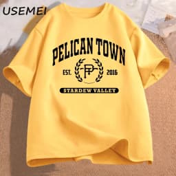Pelican Town T-Shirt Stardew Valley Tee Women Print T Shirt Top Women Aesthetic Clothing T-shirts Cotton Short Sleeve Female Tee