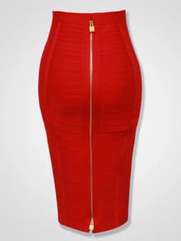 16 Colors Women Sexy Zipper Black Red Pink Bandage Skirt XL XXL Elastic Bodycon Summer Pencil Skirt 58cm