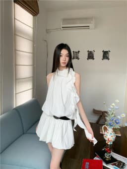 CHEERART White Ruffles Y2k Fashion Halter Dress 2024 Women Summer Sleeveless Bud Mini Short Dress Designer Clothes