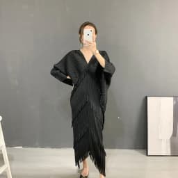 Fringe Fringed Skirt Summer New Solid Color V-neck Bat Sleeve Western-style Casual Party Dress Women's 2024 Hot Sale.