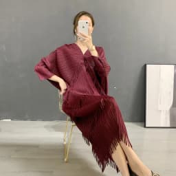 Fringe Fringed Skirt Summer New Solid Color V-neck Bat Sleeve Western-style Casual Party Dress Women's 2024 Hot Sale.