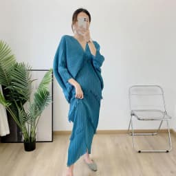Fringe Fringed Skirt Summer New Solid Color V-neck Bat Sleeve Western-style Casual Party Dress Women's 2024 Hot Sale.