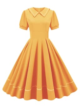 Tonval Sailor Collar Short Sleeve Vintage Style High Waist Swing Dresses Elegant for Women Blue Evening Gowns Pleated Dress