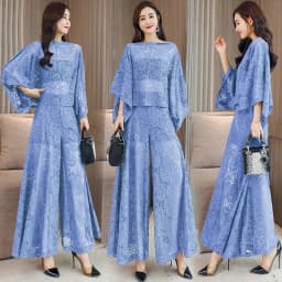 Lace Pants Wide Leg Pants Suit Foreign Style Small Xiangfeng 2024 New Fashion Shawl Skirt Two-Piece Set Summer Women's Tide X444