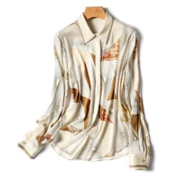 Elegant Style Ladies' Top for Day-to-day and Workplace Graceful Design Women's Blouse with Chic Print and Buttons