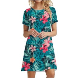 3D Daisy Print Dresses For Summer Plant Flowers Short Sleeve Dress Fashion O-Neck Loose Dress Oversized Women Casual Clothing