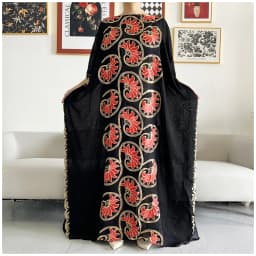 2026 Women Muslim Sequin Embroidery Long Black Lady Clothes Fashion New Arrival African Embroidery Flower Dresse With Scarf