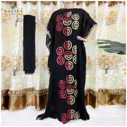 2026 Women Muslim Sequin Embroidery Long Black Lady Clothes Fashion New Arrival African Embroidery Flower Dresse With Scarf