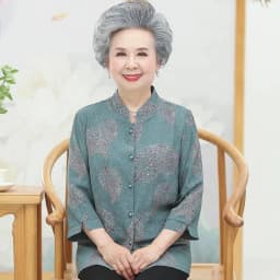 Elderly Grandma Shirts Blouse Tops 3/4 Sleeve Spring Summer 60 To 80 Years Old Middle-Aged Mother Pants 2PCS Womens Outfits 5XL