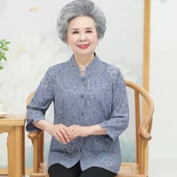 Elderly Grandma Shirts Blouse Tops 3/4 Sleeve Spring Summer 60 To 80 Years Old Middle-Aged Mother Pants 2PCS Womens Outfits 5XL