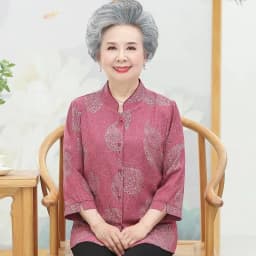 Elderly Grandma Shirts Blouse Tops 3/4 Sleeve Spring Summer 60 To 80 Years Old Middle-Aged Mother Pants 2PCS Womens Outfits 5XL