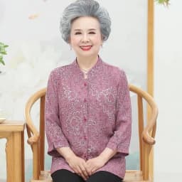 Elderly Grandma Shirts Blouse Tops 3/4 Sleeve Spring Summer 60 To 80 Years Old Middle-Aged Mother Pants 2PCS Womens Outfits 5XL