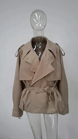 FANAN Fashion Women Cotton Trench Coat Lapel Raglan Sleeve Double Breasted Solid Color Short Windbreaker Autumn 2025 New