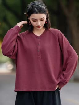 Amax luluE 2025 Japanese Fashion Tops Womens Loose Casual V Neck T-shirts Ladies Classic Vintage Design Harajuku Cotton Clothing