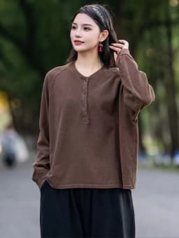 Amax luluE 2025 Japanese Fashion Tops Womens Loose Casual V Neck T-shirts Ladies Classic Vintage Design Harajuku Cotton Clothing