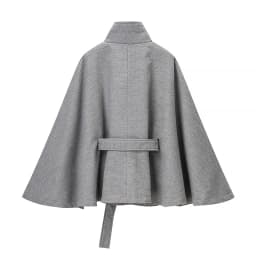 YENKYE Stand Collar Flare Sleeve Elegant Woolen Coat Women Single Button With Belt Autumn Winter Short Outerwear Lady Outfits