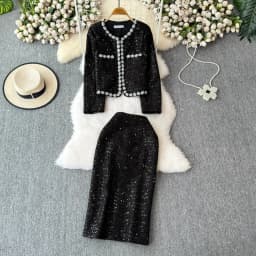 Blazer Suits Mini Skirts Sets Women Plaid Short Two Piece Set Autumn Pink White Slim Tweed Jacket Half Skirt Female Two-piece