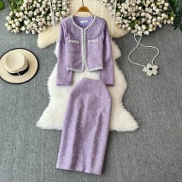 Blazer Suits Mini Skirts Sets Women Plaid Short Two Piece Set Autumn Pink White Slim Tweed Jacket Half Skirt Female Two-piece