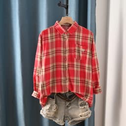 New Spring Cotton Long Sleeve Shirt, Women Lapel Embroidery Plaid Tops, Mori Girl Retro Casual Oversize Blouse, 2025 T4D717CC