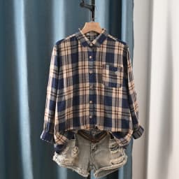 New Spring Cotton Long Sleeve Shirt, Women Lapel Embroidery Plaid Tops, Mori Girl Retro Casual Oversize Blouse, 2025 T4D717CC