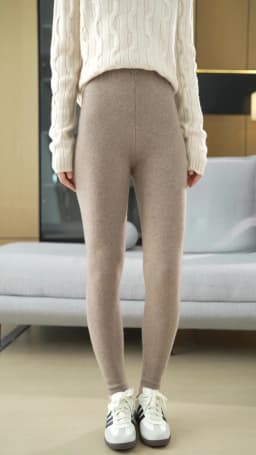 100% Cashmere Knitted Leggings Women Ins High Waist Casual Wool Korean Trousers Solid Thicken Elasticity Ankle-Length Pants HOT
