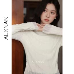 ALXNAN Women's Pullover Elegant Casual Fashion Long Sleeve T-shirt 2026 Spring Simple Basic Style Female Tees L569116 L58908