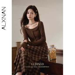 ALXNAN Women's Pullover Elegant Casual Fashion Long Sleeve T-shirt 2026 Spring Simple Basic Style Female Tees L569116 L58908