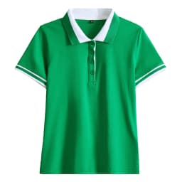 Green pure cotton polo shirt short sleeved T-shirt women's summer new item contrasting color lapel slim fit plus size sports top