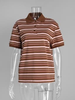 Bornladies Summer 2025 New Women's Retro Striped Polo Short Sleeve T-Shirt Loose Knitted Casual Top - Stylish Flattering Fit