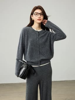 SuyaDream, Cardigans For Woman, Fleece Wool, Round Collar, Soft Cozy Sweaters, 100%Wool, 2025 Fall Winter Jackets