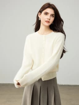 SuyaDream, Cardigans For Woman, Fleece Wool, Round Collar, Soft Cozy Sweaters, 100%Wool, 2025 Fall Winter Jackets